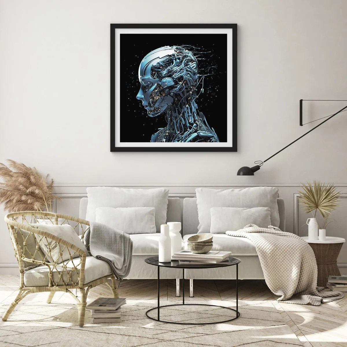 Affiche dans un cadre noir - Poster - La technologie est une femme - 40x40 cm