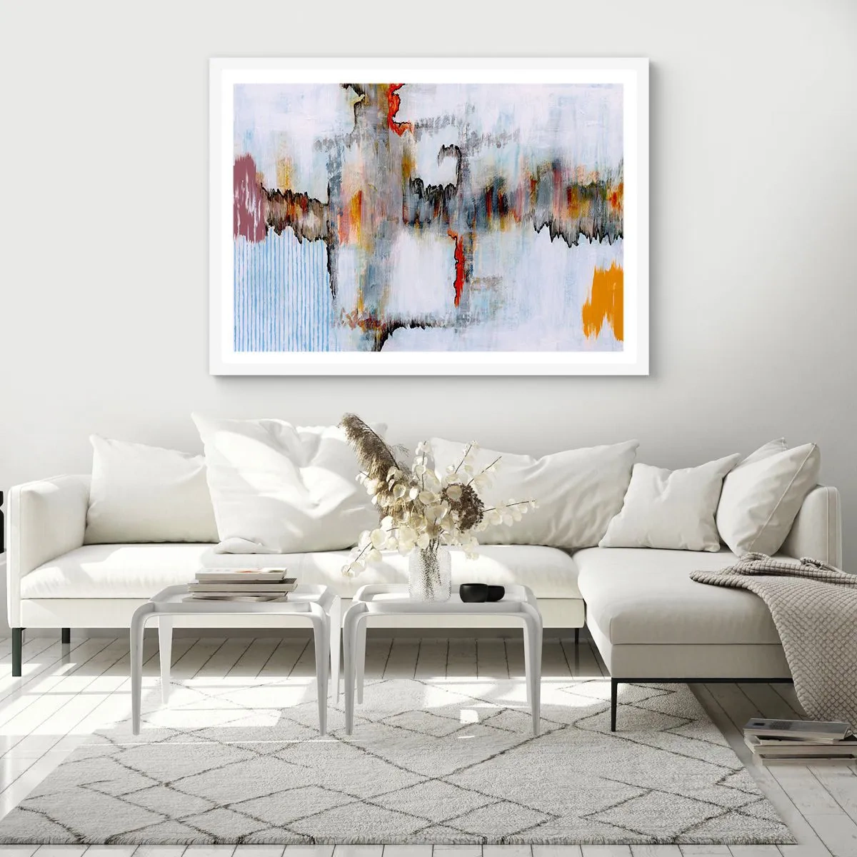 Affiche dans un cadre blanc - Poster - Un bâton sur l'eau - 100x70 cm