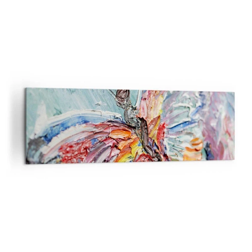 Impression sur toile - Image sur toile - Papillon coloré en pâte sur fond pastel - 160x50cm - Peint par nature - Décoration murale moderne pour le salon et la chambre ARTTOR