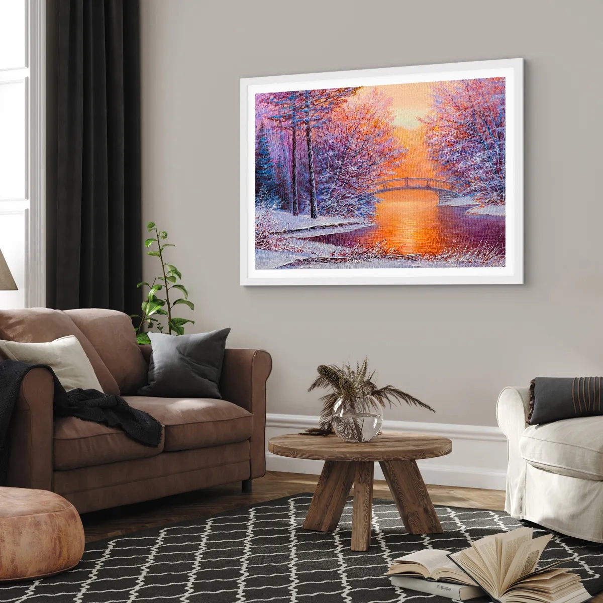 Affiche dans un cadre blanc - Poster - On se rencontre ici - 50x40 cm