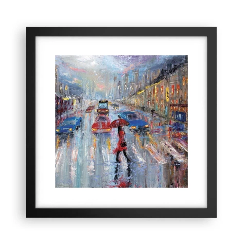 Affiche dans un cadre noir - Poster - Après-midi pluvieux en ville - 30x30 cm