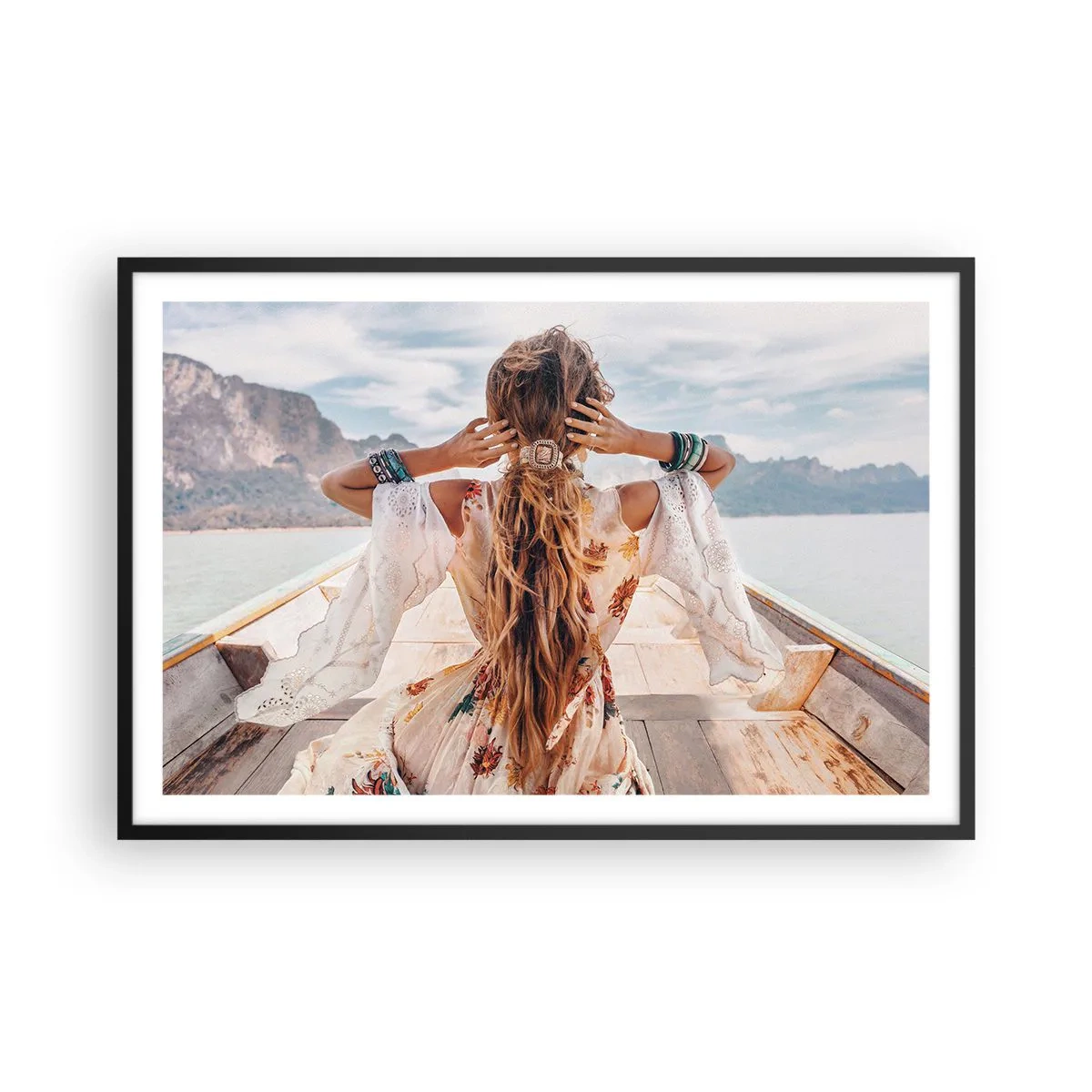 Affiche dans un cadre noir - Poster - En route vers le bonheur - 91x61 cm