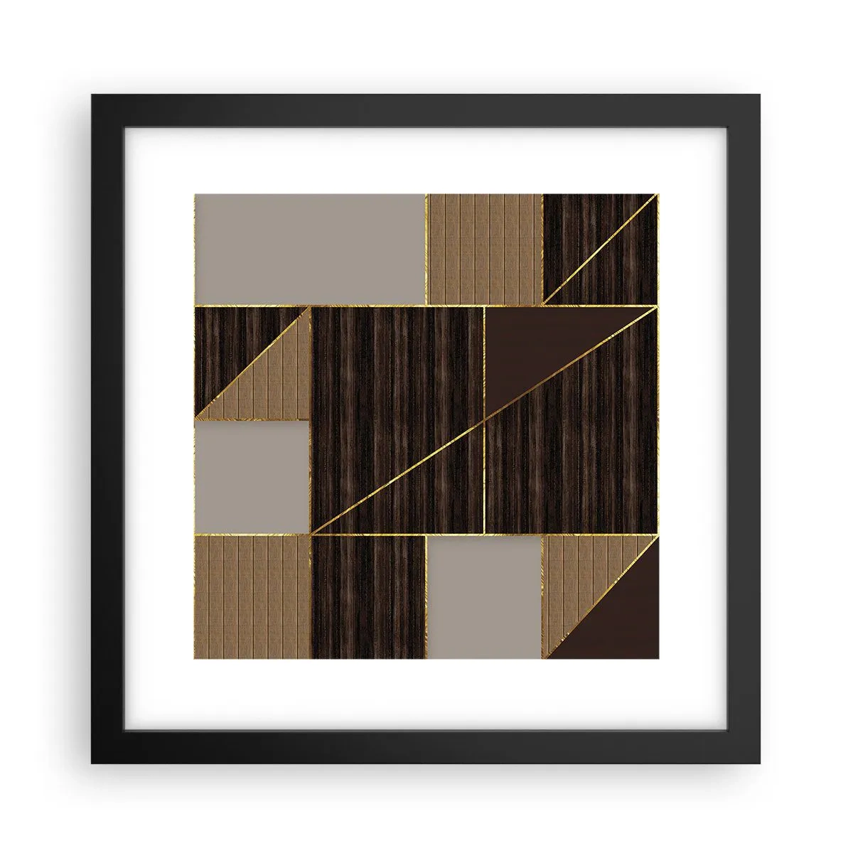 Affiche dans un cadre noir - Poster - Mozaique de bronze et d'or - 30x30 cm