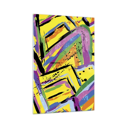 Impression sur verre - Image sur verre - Abstraction vivante aux couleurs vives et aux formes dynamiques - 70x100cm - Jusqu'à ce qu'il crie de joie - Décoration murale moderne pour le salon et la chambre ARTTOR