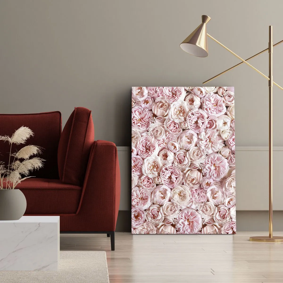 Impression sur toile - Image sur toile - Un lit de roses - 55x100 cm