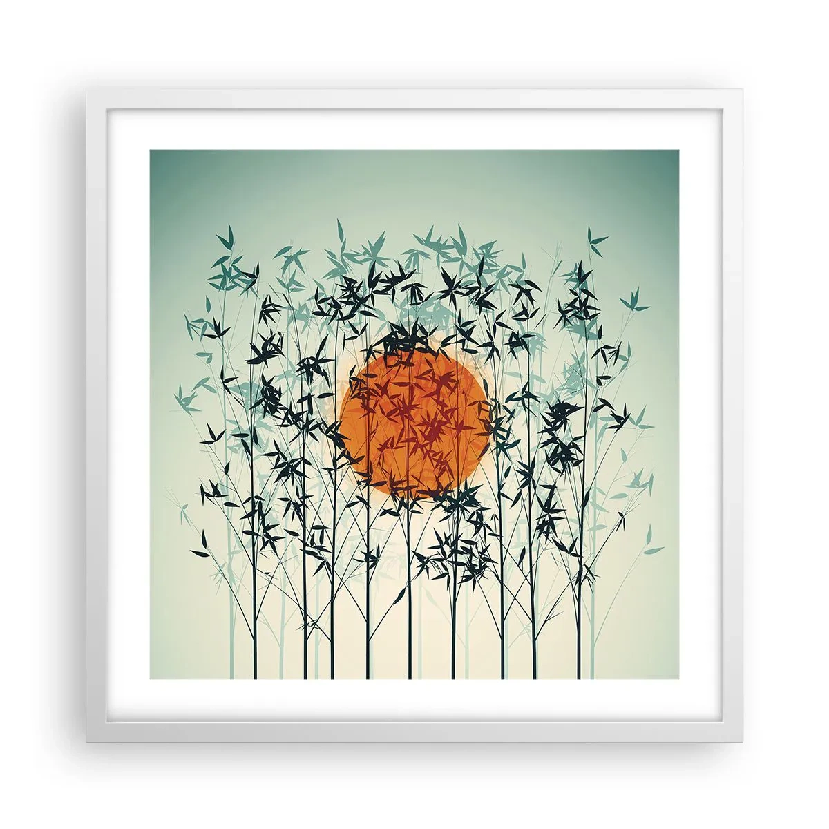 Affiche dans un cadre blanc - Poster - Soleil japonnais - 50x50 cm