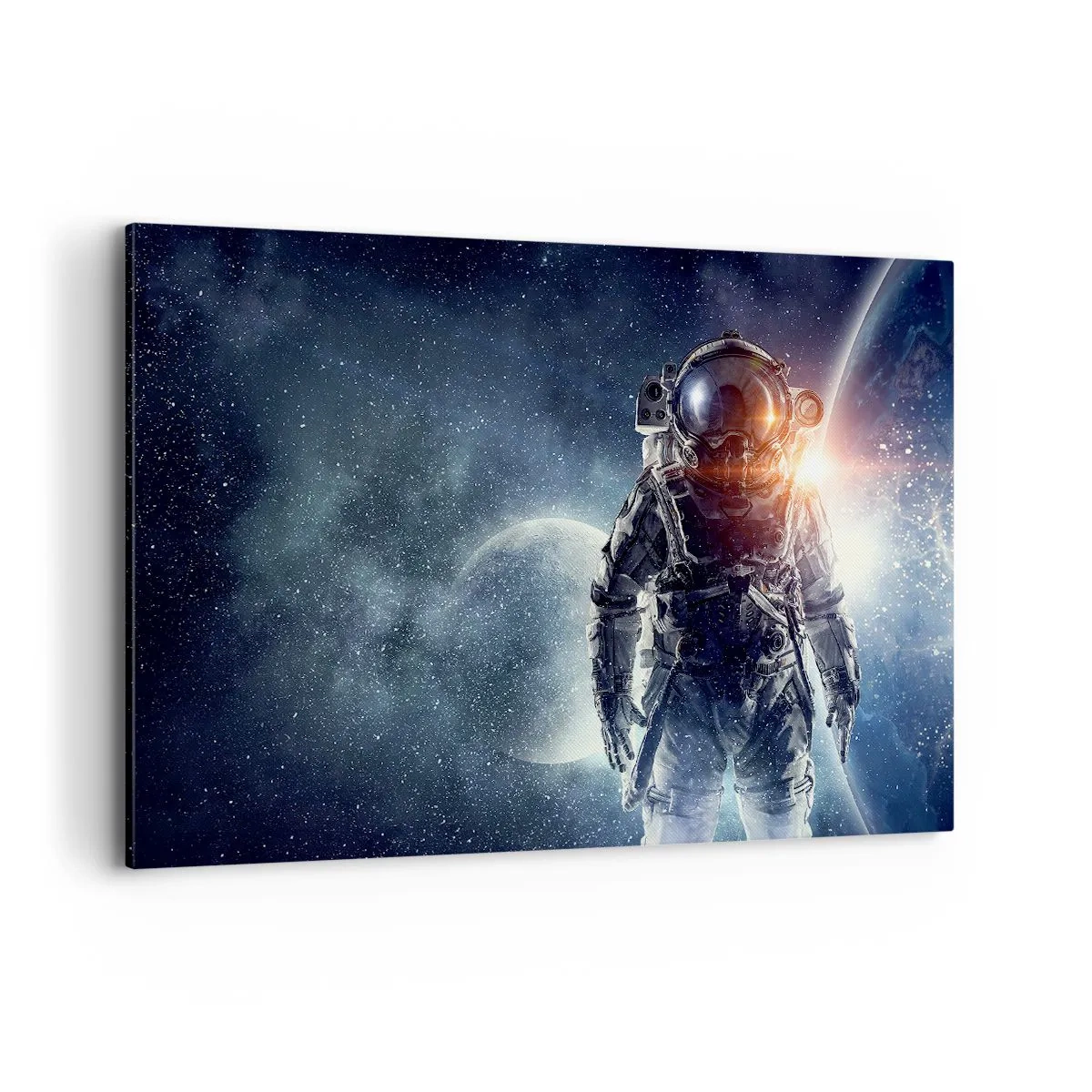 Impression sur toile - Image sur toile - Astronaute avec en arrière-plan l'espace et la planète Terre - 120x80cm - Aventure spatiale - Décoration murale moderne pour le salon et la chambre ARTTOR