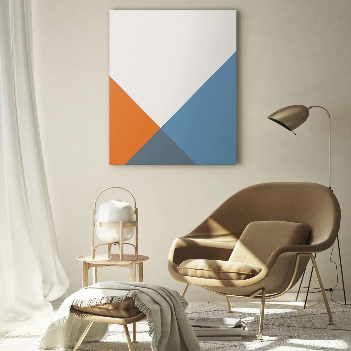 Impression sur verre - Image sur verre - Composition géométrique avec des triangles colorés - 50x70cm - Sous cette angle.... - Décoration murale moderne pour le salon et la chambre ARTTOR