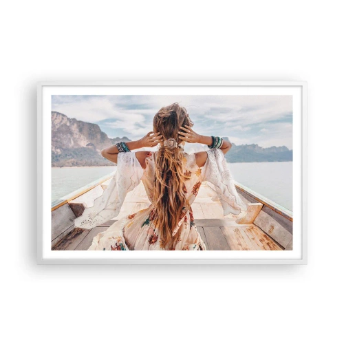 Affiche dans un cadre blanc - Poster - En route vers le bonheur - 91x61 cm