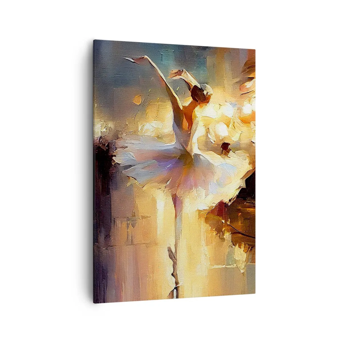Impression sur toile - Image sur toile - Une ballerine dansant devant une scène éclairée - 70x100cm - Miracle dans la rue - Décoration murale moderne pour le salon et la chambre ARTTOR