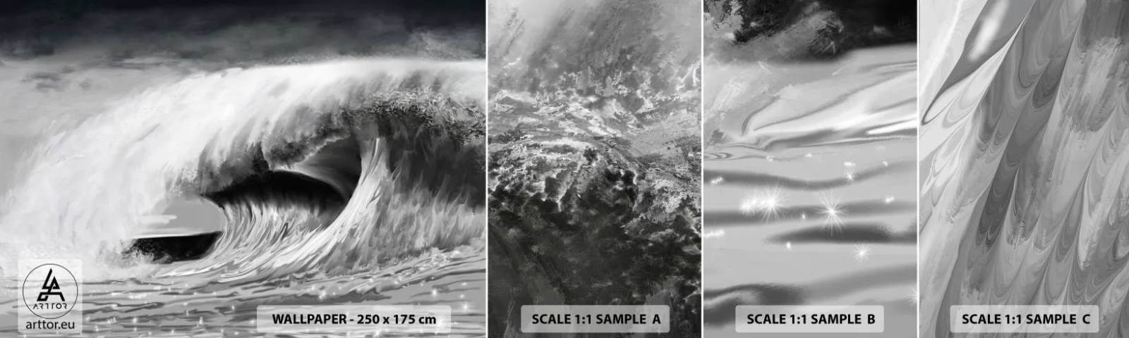 Échantillon De Papier Peint Standard Eco - La colère de l'océan - Mer, Océan, Haute vague - 100x30 cm