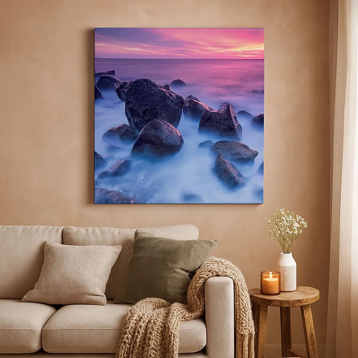 Impression sur toile - Image sur toile - Naissance dans la lumière et le brouillard - 30x30 cm