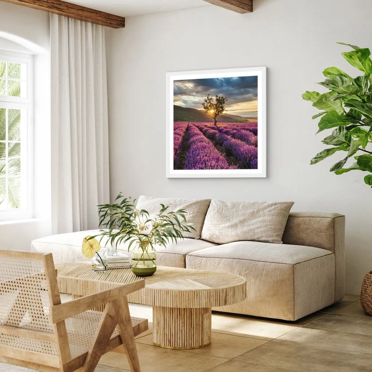 Affiche dans un cadre blanc - Poster - Arôme de couleur lilas - 60x60 cm