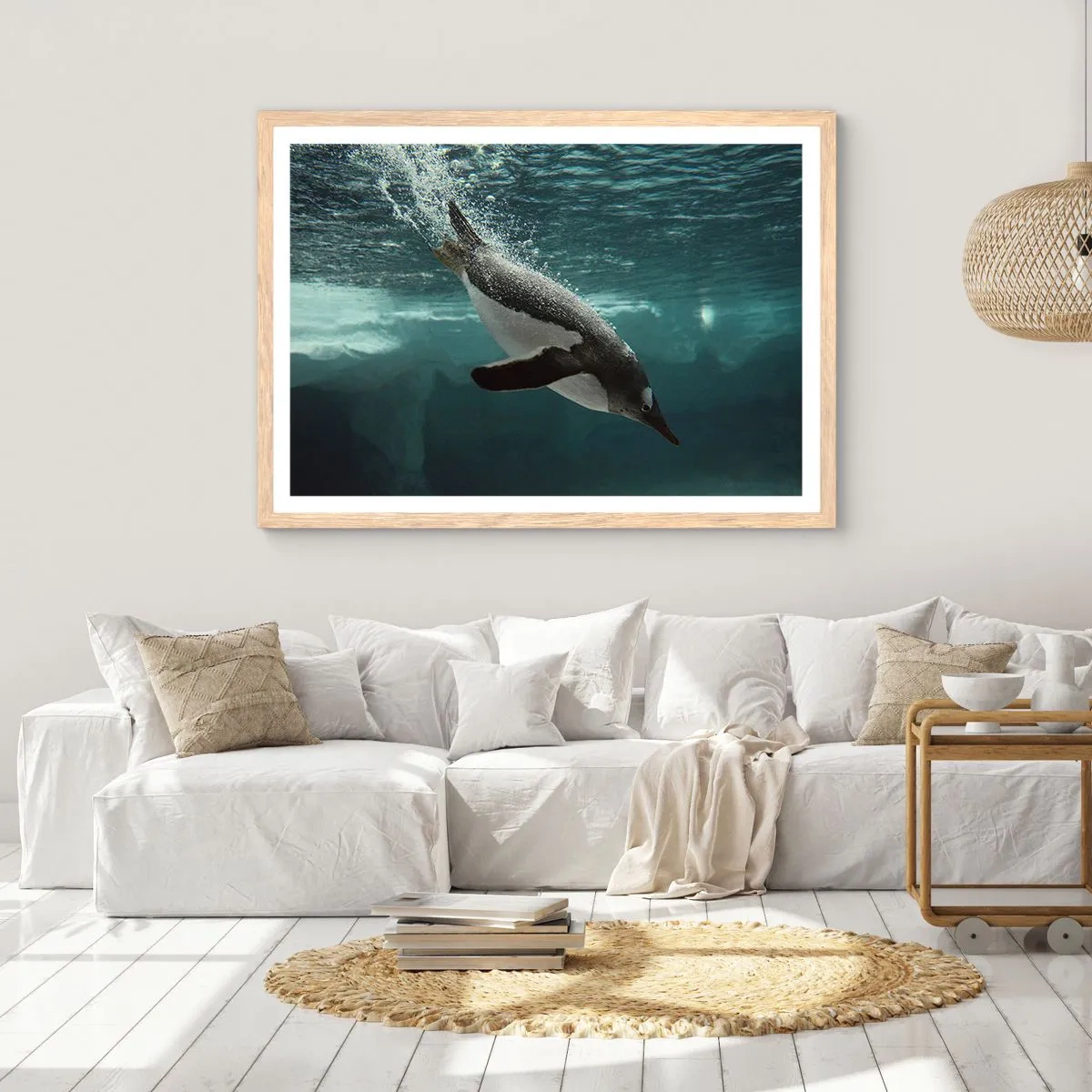 Affiche dans un chêne clair - Poster - Bienvenue dans mon monde - 70x50 cm