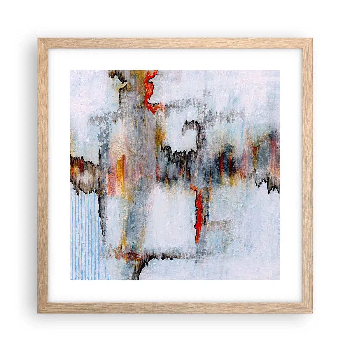 Affiche dans un chêne clair - Poster - Un bâton sur l'eau - 40x40 cm