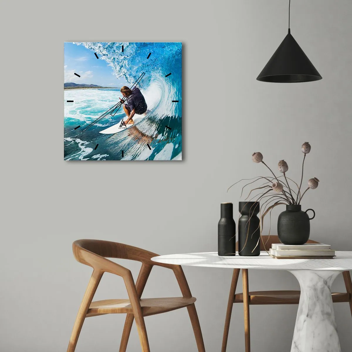 Horloge murale - Pendule murale - Danse avec les vagues - 40x40 cm