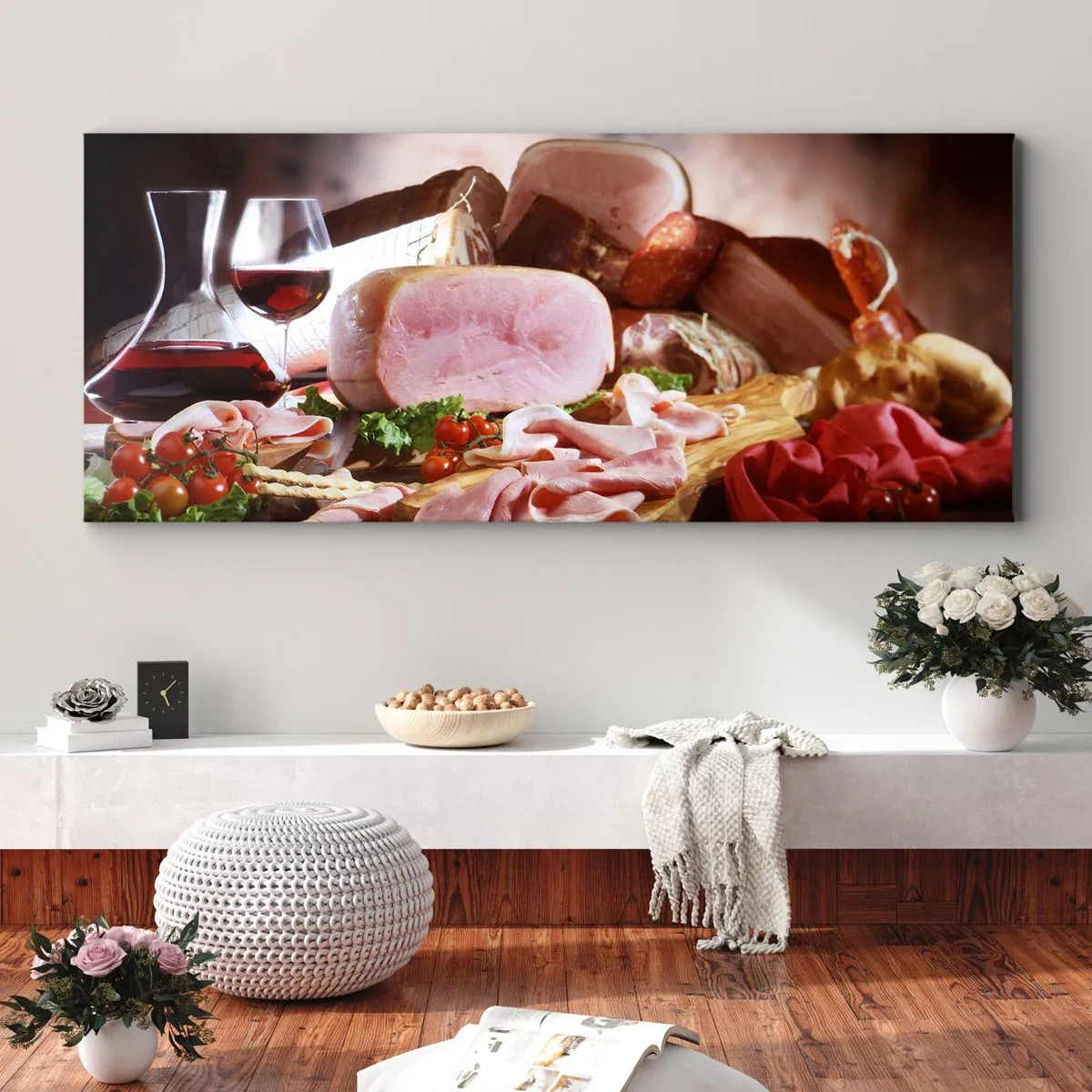 Impression sur toile - Image sur toile - Un rêve culinaire avec une carafe - 90x30 cm