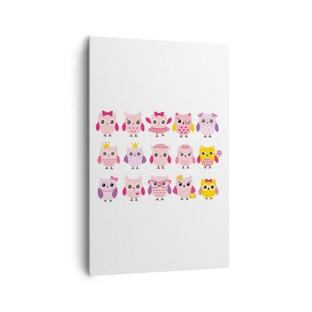 Impression sur toile - Image sur toile - Hiboux mignons aux couleurs pastel - 80x120cm - L'un est plus doux que l'autre - Décoration murale moderne pour le salon et la chambre ARTTOR
