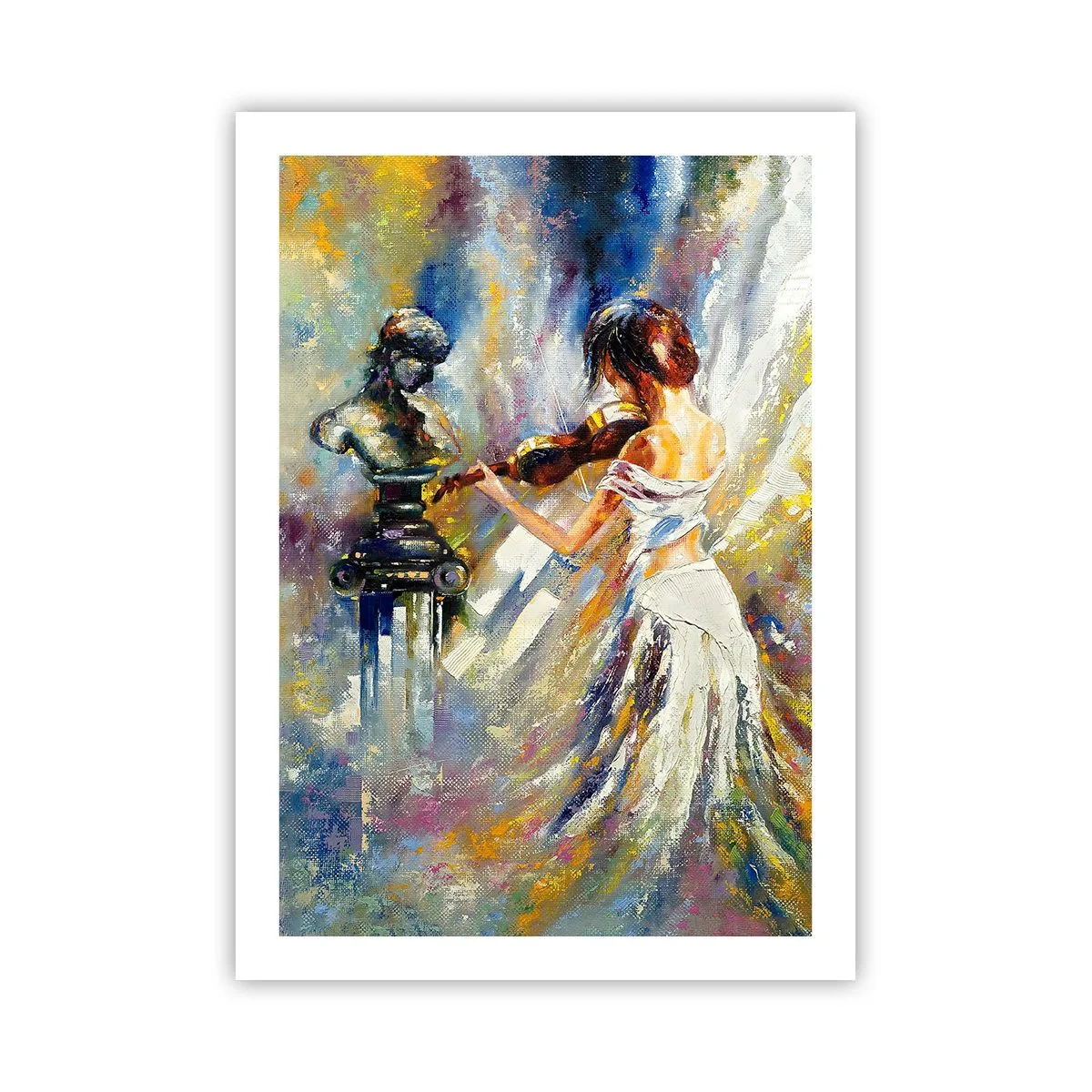 Affiche - Poster - Scène abstraite d'une femme jouant du violon - 50x70cm - Revivre avec émotion - Décoration murale moderne pour le salon et la chambre ARTTOR
