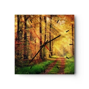 Horloge murale - Pendule murale - Silence d'or en forêt - 40x40 cm