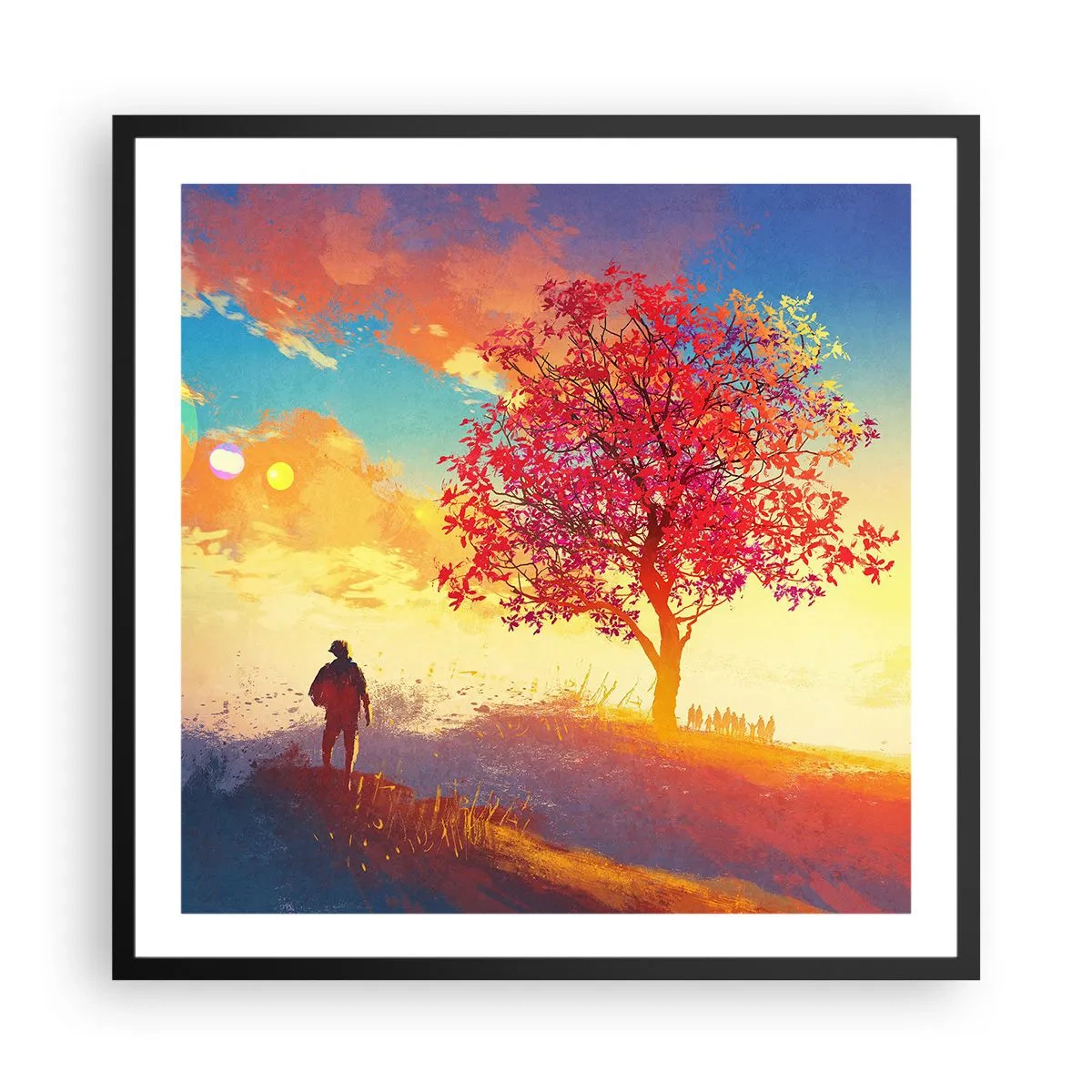 Affiche dans un cadre noir - Poster - Pèlerin à destination - 60x60 cm