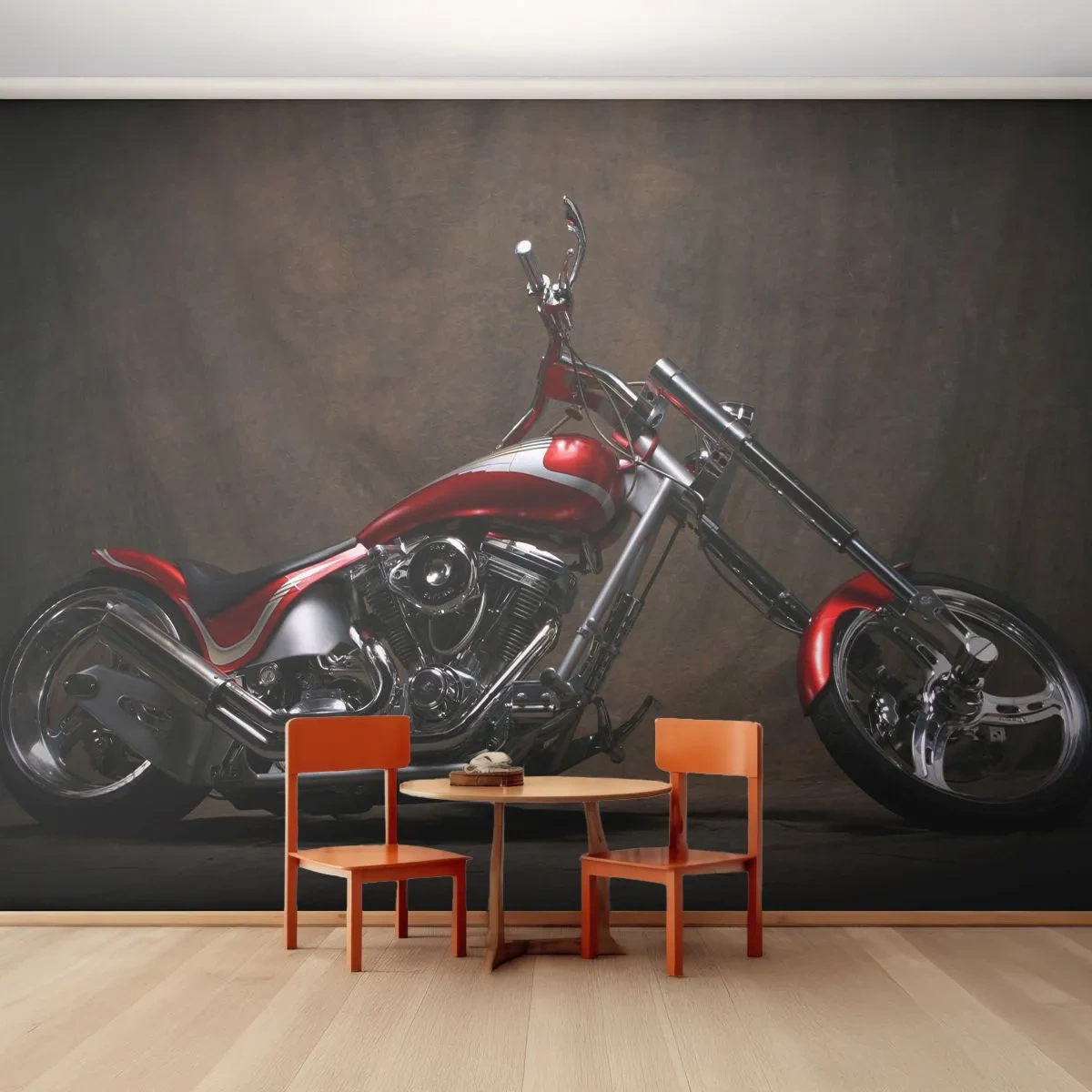 Papier Peint Photo Premium Sand - Hélicoptère rouge sur fond de tissu sombre - 100x70cm - Beauté rouge-argent - Décoration murale moderne pour le salon et la chambre ARTTOR