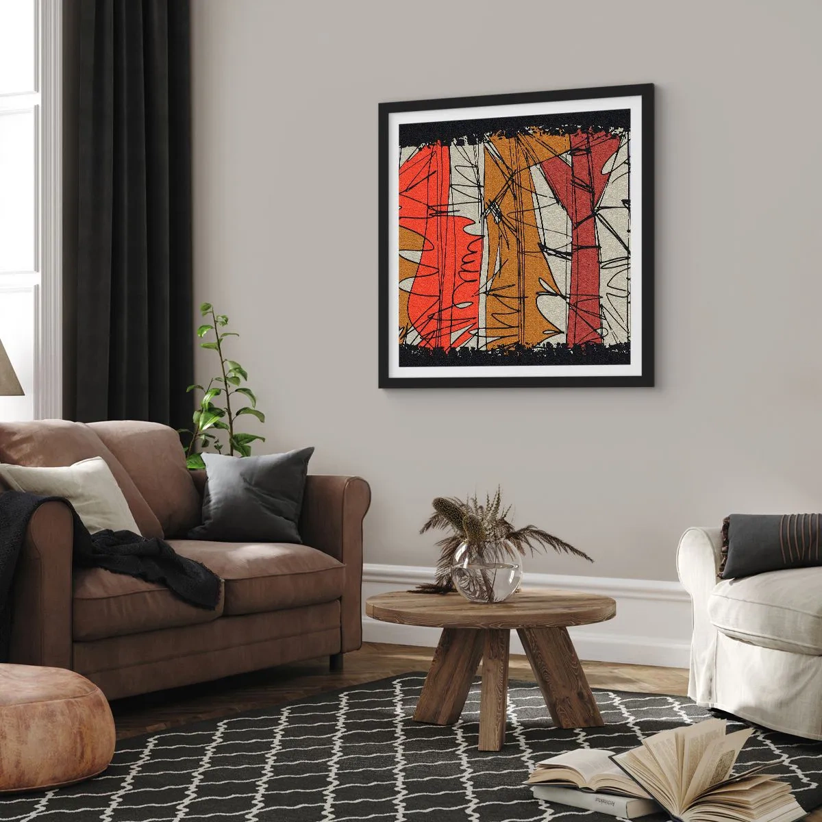 Affiche dans un cadre noir - Poster - Composition spontanée - 40x40 cm