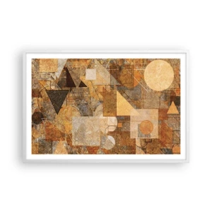 Affiche dans un cadre blanc - Poster - Étude cubique de marron - 91x61 cm