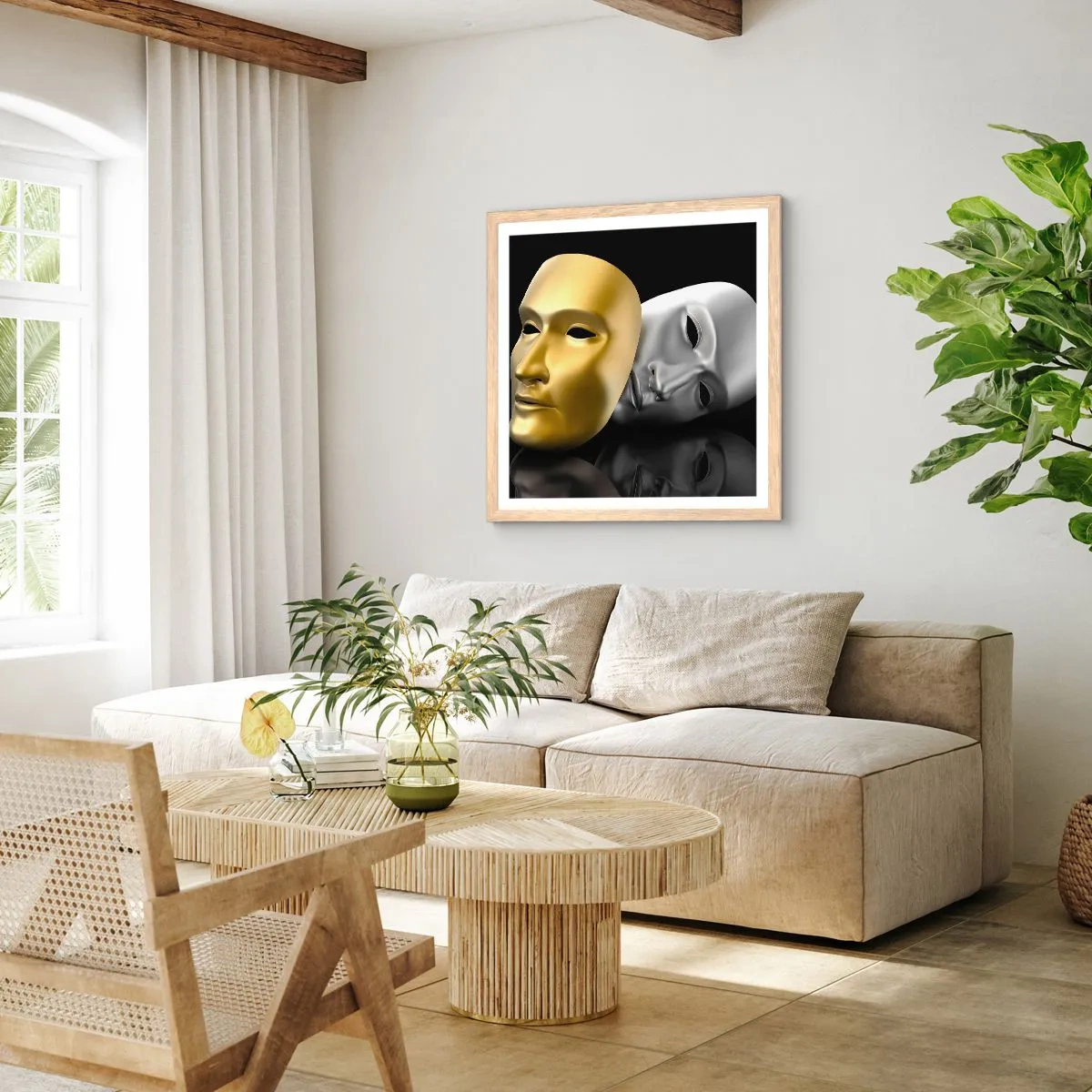 Affiche dans un chêne clair - Poster - La vie est un théâtre - 50x50 cm