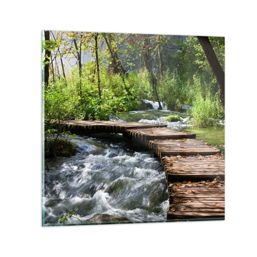 Impression sur verre - Image sur verre - Au-dessus de la cascade mousseuse - 50x50 cm