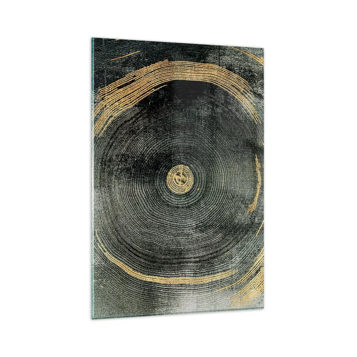 Impression sur verre - Image sur verre - Cercles concentriques avec des accents dorés - 80x120cm - Changement et persistance - Décoration murale moderne pour le salon et la chambre ARTTOR