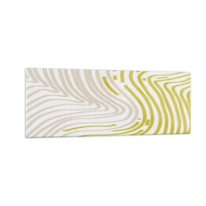 Impression sur verre - Image sur verre - Un motif abstrait avec des lignes ondulées dans des tons de jaune et de beige. - 140x50cm - Une composition au léger virage - Décoration murale moderne pour le salon et la chambre ARTTOR