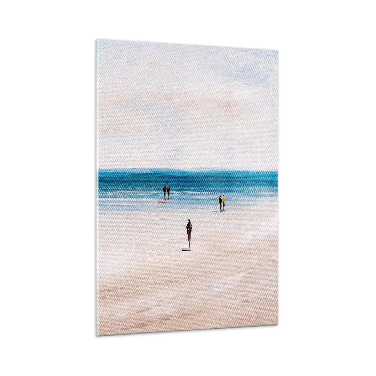 Impression sur verre - Image sur verre - Une plage avec des gens sur fond de mer calme - 70x100cm - Un besoin naturel - Décoration murale moderne pour le salon et la chambre ARTTOR