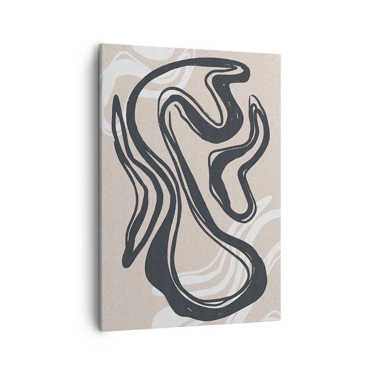 Impression sur toile - Image sur toile - Lignes abstraites dans des tons sombres sur fond beige - 50x70cm - Expression multipliée - Décoration murale moderne pour le salon et la chambre ARTTOR