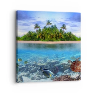 Impression sur toile - Image sur toile - L'île céleste vous invite - 30x30 cm