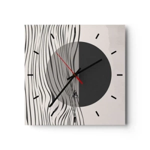 Horloge murale - Pendule murale - Lignes abstraites et formes géométriques aux couleurs douces - 30x30cm - Demi composition - Décoration murale moderne pour le salon et la chambre ARTTOR