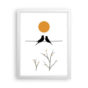 Affiche dans un cadre blanc - Poster - Soirée pour rossignols - 30x40 cm