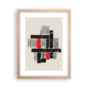 Affiche dans un chêne clair - Poster - En rouge et noir - 30x40 cm