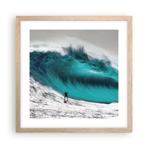 Affiche dans un chêne clair - Poster - Challenge accepté - 40x40 cm