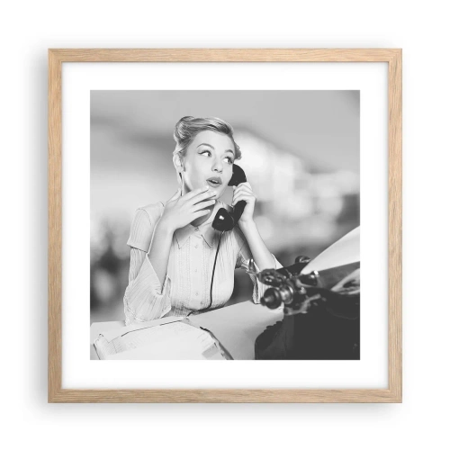 Affiche dans un chêne clair - Poster - Hello! Ici les années 50 - 40x40 cm