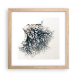 Affiche dans un chêne clair - Poster - Écouter le murmure des arbres - 30x30 cm