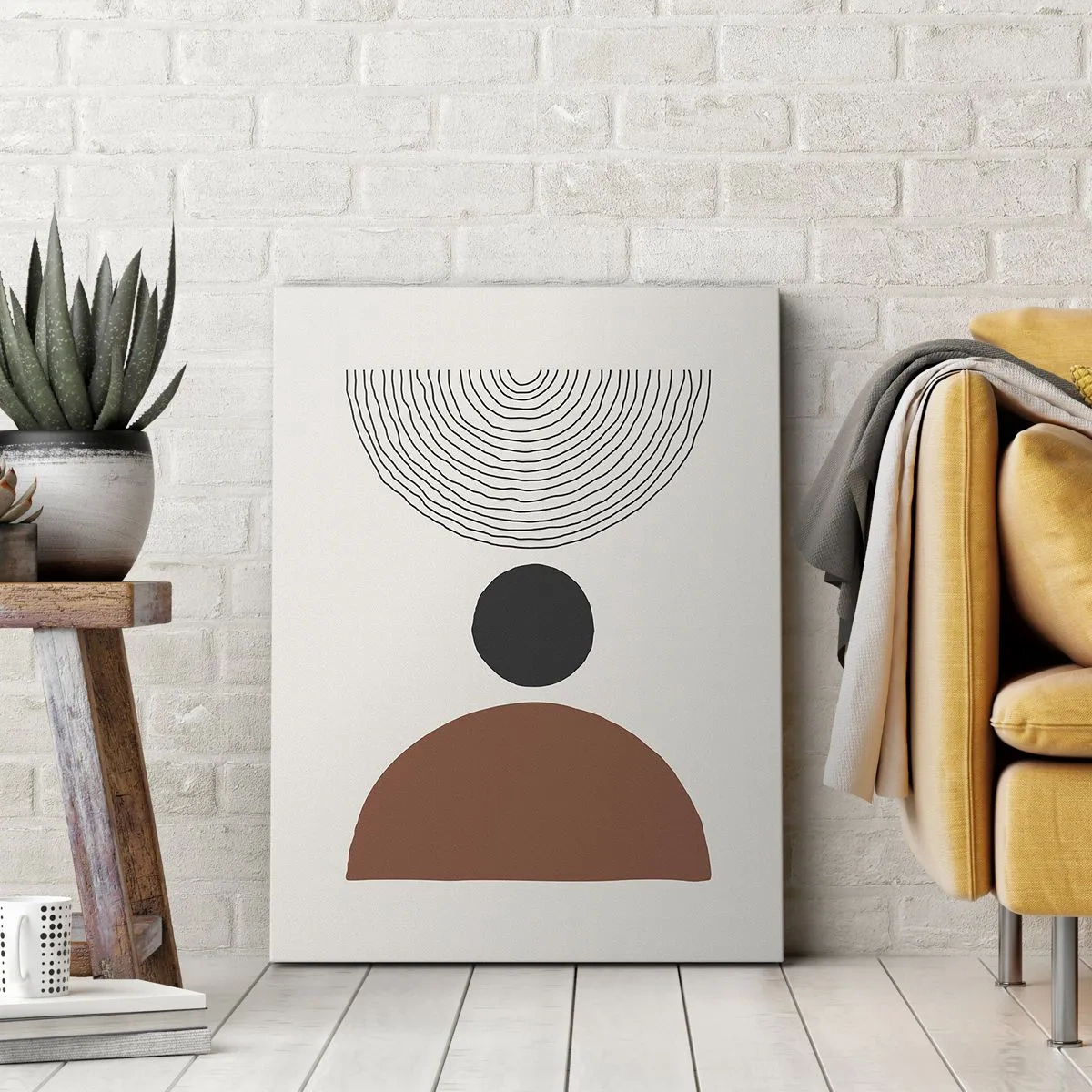 Impression sur toile - Image sur toile - Figures géométriques abstraites aux couleurs chaudes - 70x100cm - Au centre de l'attention - Décoration murale moderne pour le salon et la chambre ARTTOR