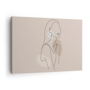 Impression sur toile - Image sur toile - Illustration minimaliste d'une femme avec des contours sur fond beige - 70x50cm - Icone féminin - Décoration murale moderne pour le salon et la chambre ARTTOR