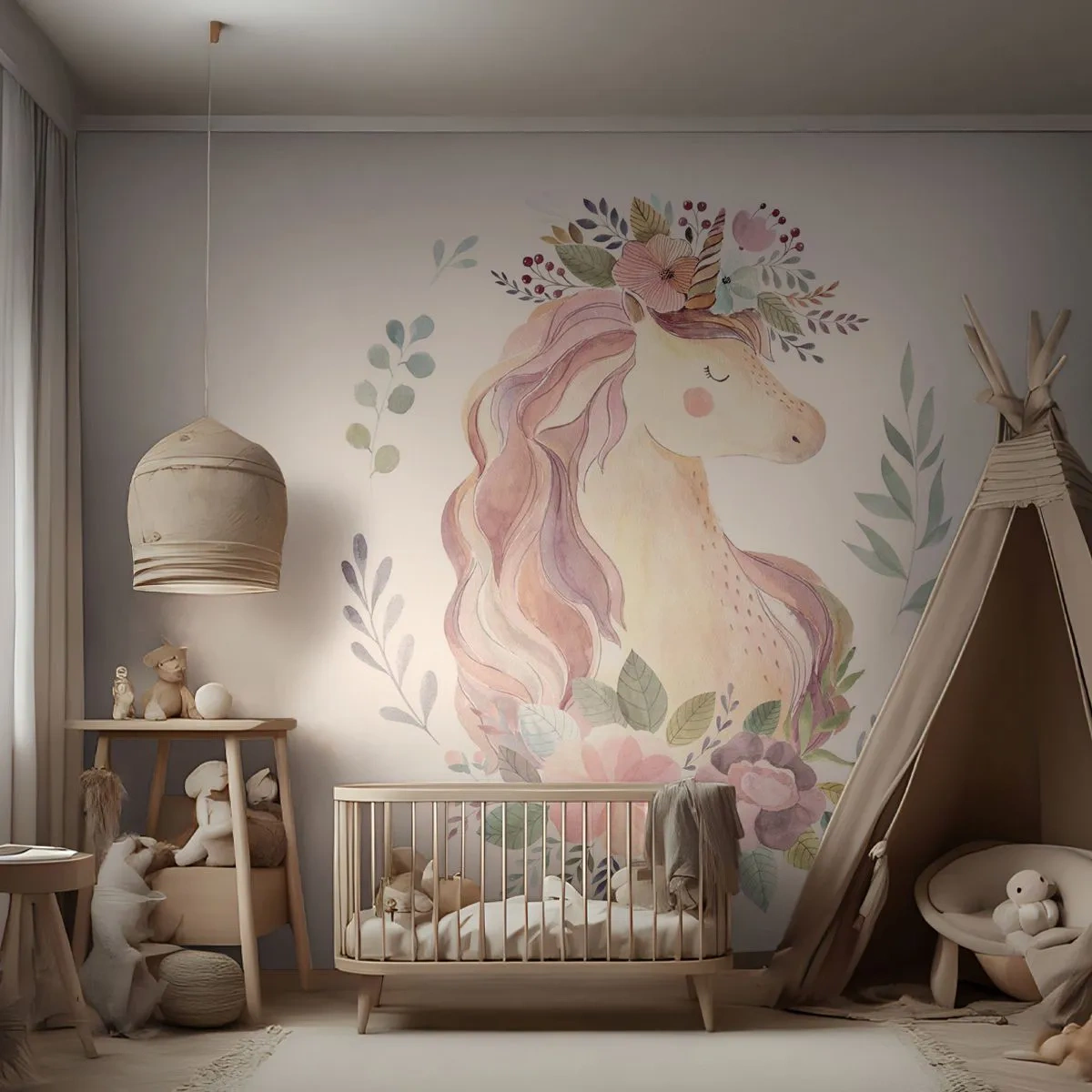 Papier peint sur mesure Autocollant Deluxe - Invitation au monde des contes de fées - Licorne, Fille, Pour les enfants