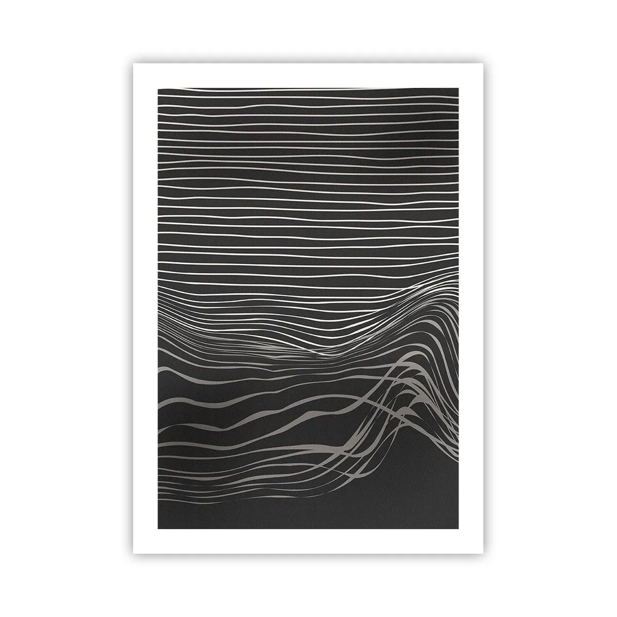 Affiche - Poster - Composition abstraite avec des lignes sur fond noir - 50x70cm - Rythme et accent - Décoration murale moderne pour le salon et la chambre ARTTOR