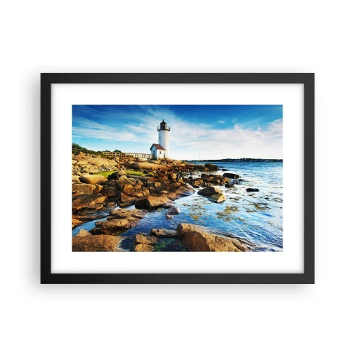 Affiche dans un cadre noir - Poster - Revenez heureux, j'attends - 40x30 cm