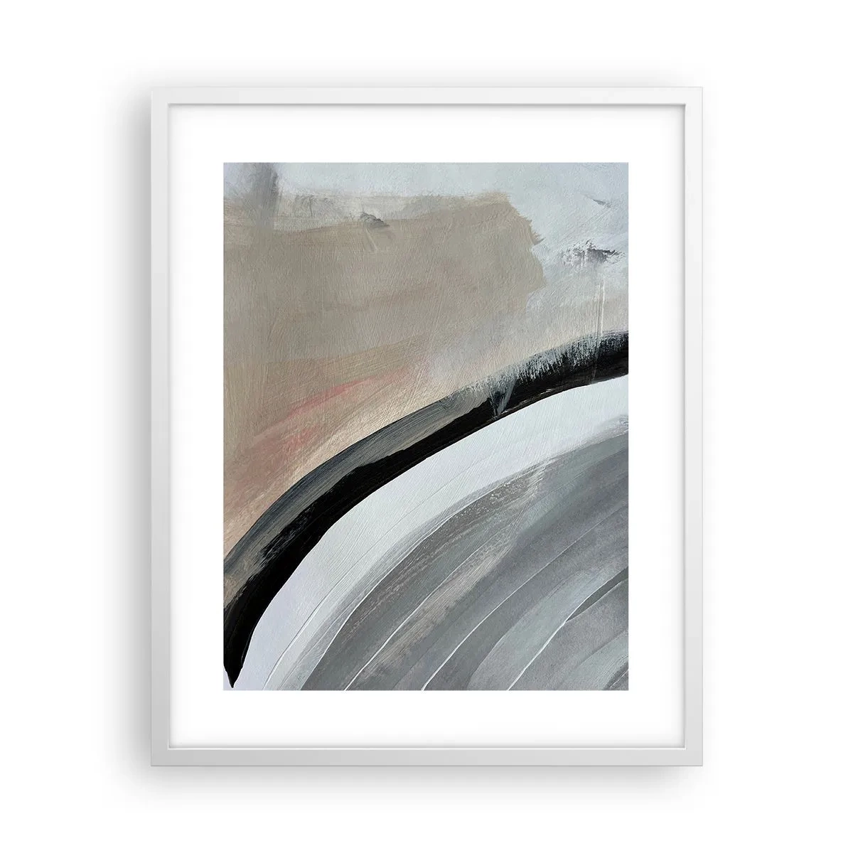 Affiche dans un cadre blanc - Poster - Composition : arc de noir et gris - 40x50 cm
