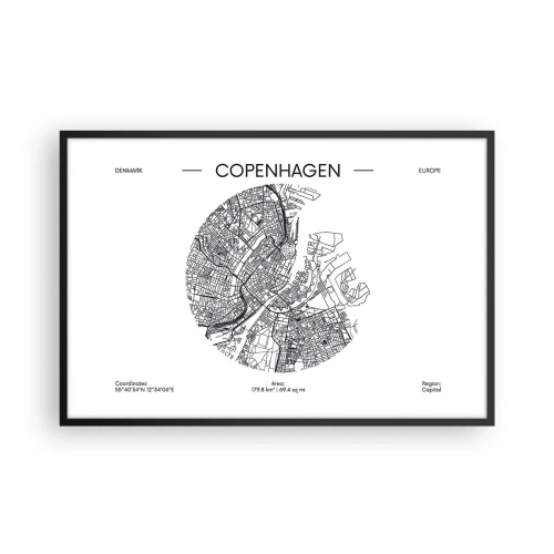 Affiche dans un cadre noir - Poster - Anatomie de Copenhague - 91x61 cm