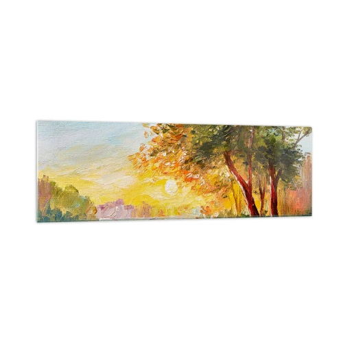 Impression sur verre - Image sur verre - Un paysage pittoresque avec une rivière et des arbres au coucher du soleil - 160x50cm - Et in Arcadia ego - Décoration murale moderne pour le salon et la chambre ARTTOR