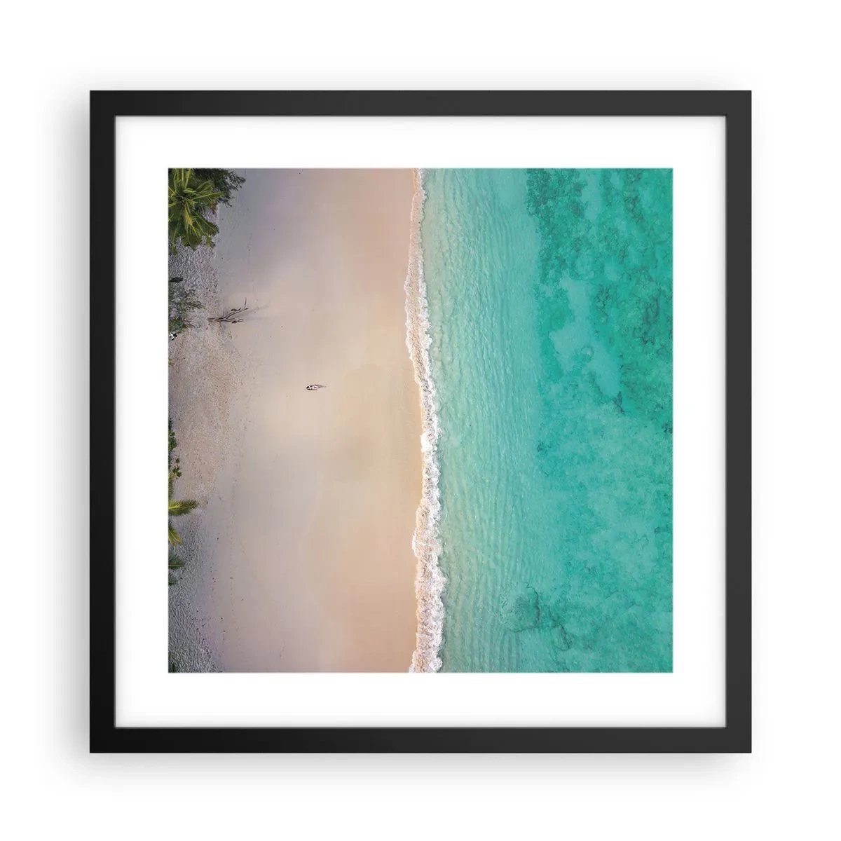 Affiche dans un cadre noir - Poster - Plage paradisiaque - 40x40 cm